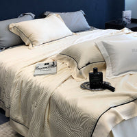HKM-376211 Tencel Light Luxury Jacquard Summer Quilt Four-Piece Set - Soft Lyocell Fiber, Antibacterial Fill, Multiple Sizes Available
