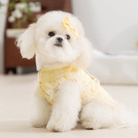 HKM-3762365 Two-Tone Ruffled Dog and Cat Outfit with Bow and Crossbody Bag for Small Pets