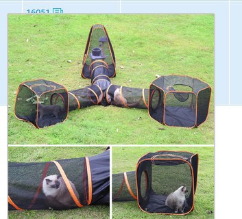 HKM-3762877 Pet Folding Game Channel Fence - 6 Piece Set with Durable Mesh Fabric, Dimensions 41x90x3 Channels and 120x70 Squares