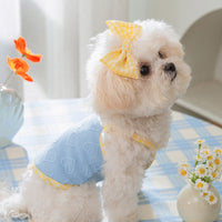 HKM-3763389 Bow Suspenders Vest for Small Dogs - Elastic Casual Pet Clothing in Bundy Blue, A & L Pink, Rock Yellow