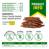 HKM-3763645 Natural Chicken-Wrapped Rawhide Chews for Dogs - Grain-Free, Healthy Treats for Dental Care and Training