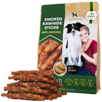 HKM-3763645 Natural Chicken-Wrapped Rawhide Chews for Dogs - Grain-Free, Healthy Treats for Dental Care and Training