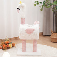 HKM-3763773 Sisal Cat Climbing Frame with Cat Nest for Scratching and Play - Cute Design in White and Pink