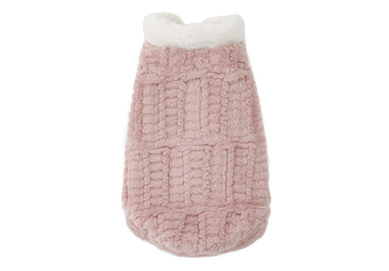 HKM-3764157 Warm Plush Vest for Cats and Dogs - Available in Rabbit Fur Coat Pink and Yellow, Multiple Sizes