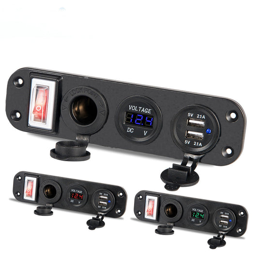 HKM-376467 Multi-Port Car Mobile Phone Charger - YD-YY-TU-KG (Red/Green/Blue Light)
