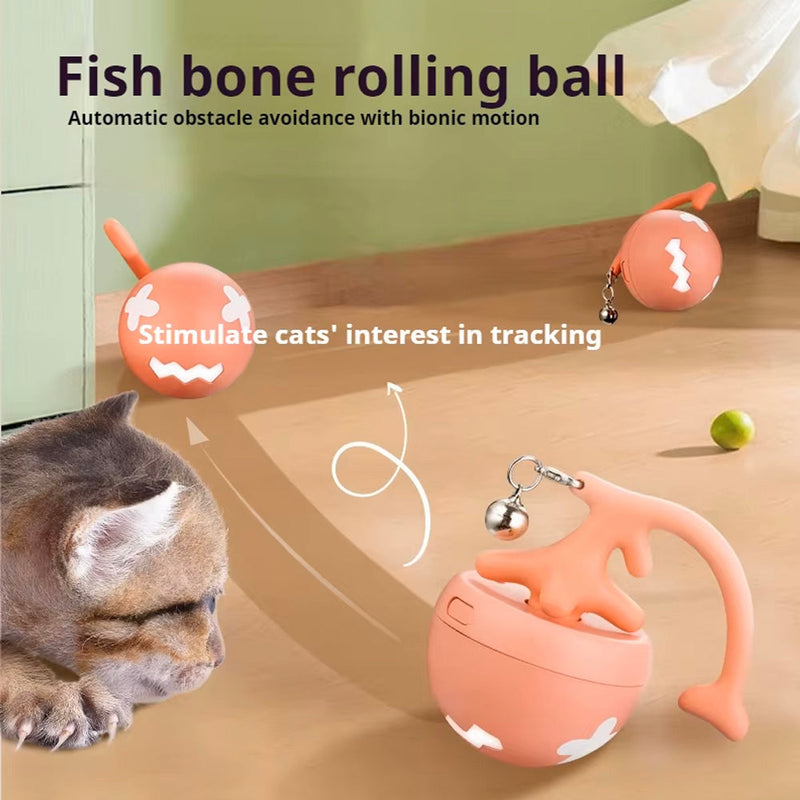 HKM-3765053 Electric USB Cat Teasing Ball with Fish Bone Design for Fun and Relaxation