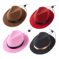 HKM-3765565 Sun-Proof Mini Pet Hat in Pink, Black, Brown, and Red - Woolen/Felt, Suitable for All Seasons and Holidays