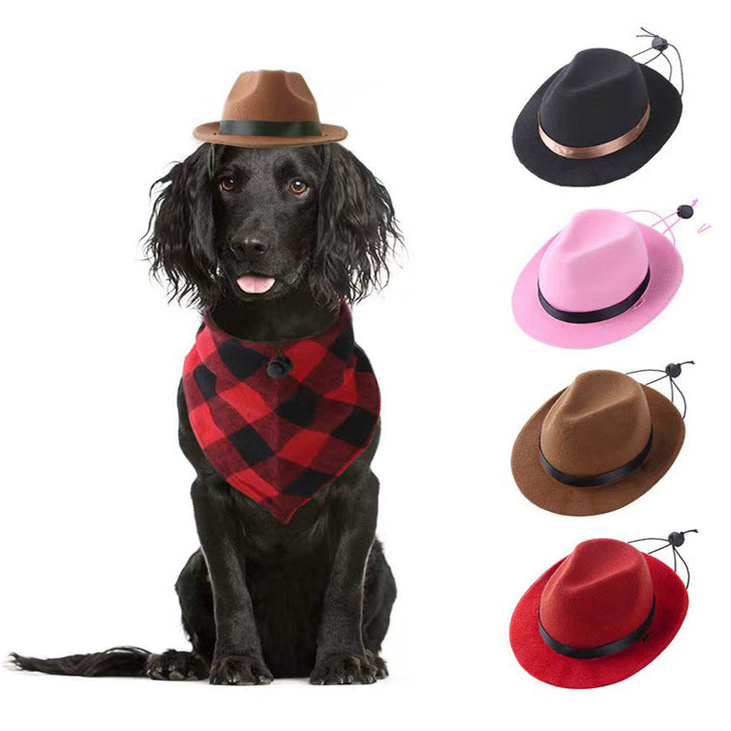 HKM-3765565 Sun-Proof Mini Pet Hat in Pink, Black, Brown, and Red - Woolen/Felt, Suitable for All Seasons and Holidays