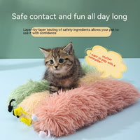 HKM-3766205 Plush Caterpillar Cat Toy for Stress Relief, Bite-Resistant, 36cm in Rubber Pink, Beige, Grass, Cement Gray, Noble Purple