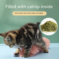 HKM-3766205 Plush Caterpillar Cat Toy for Stress Relief, Bite-Resistant, 36cm in Rubber Pink, Beige, Grass, Cement Gray, Noble Purple