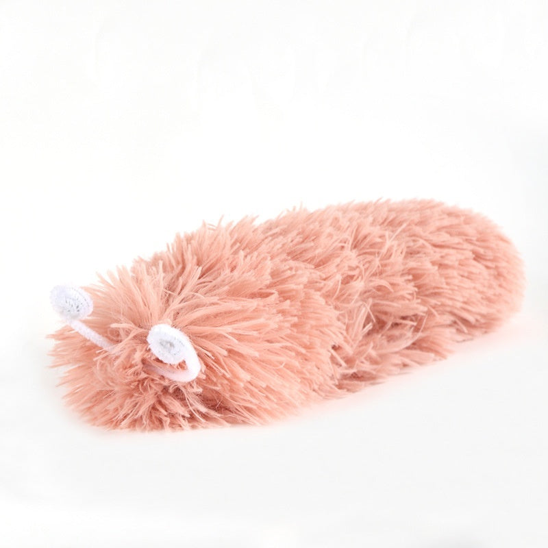 HKM-3766205 Plush Caterpillar Cat Toy for Stress Relief, Bite-Resistant, 36cm in Rubber Pink, Beige, Grass, Cement Gray, Noble Purple