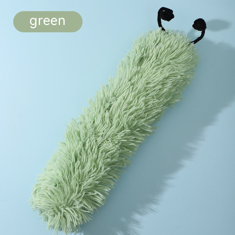 HKM-3766205 Plush Caterpillar Cat Toy for Stress Relief, Bite-Resistant, 36cm in Rubber Pink, Beige, Grass, Cement Gray, Noble Purple