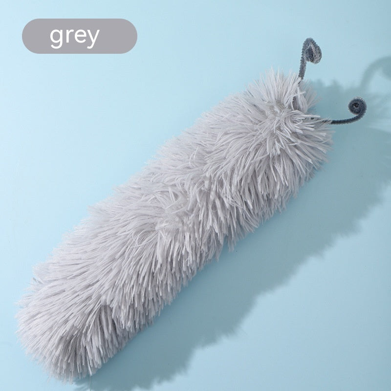 HKM-3766205 Plush Caterpillar Cat Toy for Stress Relief, Bite-Resistant, 36cm in Rubber Pink, Beige, Grass, Cement Gray, Noble Purple