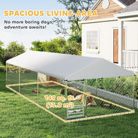 HKM-3767229 Spacious Outdoor Dog Kennel with Waterproof Cover & Adjustable Bowl Rack, 19.7' x 7.5' x 5.2'