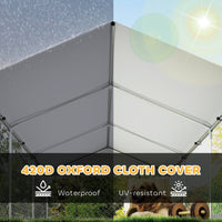 HKM-3767229 Spacious Outdoor Dog Kennel with Waterproof Cover & Adjustable Bowl Rack, 19.7' x 7.5' x 5.2'