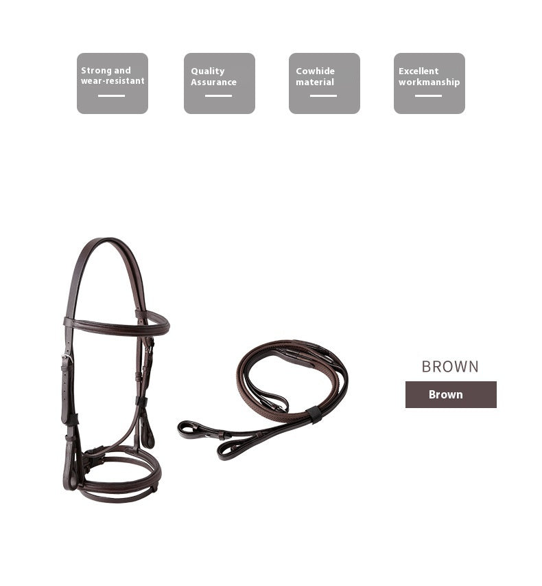HKM-3767357 Cowhide Hose Reins for Equestrian Activities - Black and Dark Brown, Sizes S to XL