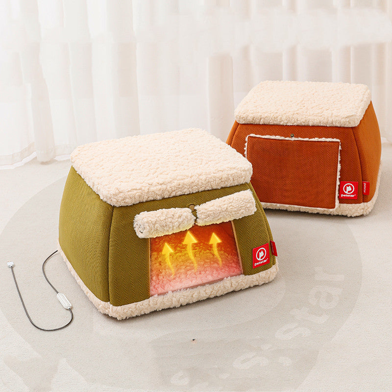 HKM-3767613 Winter Thermal Cat House with Electric Heating Pad for Small Dogs and Kittens