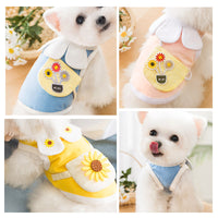 HKM-3767741 Cute Cotton Small Satchel Vest for Cats - Available in Pink, Blue, Yellow Sunflower Designs