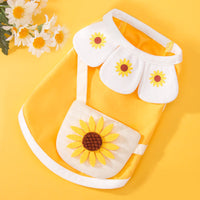 HKM-3767741 Cute Cotton Small Satchel Vest for Cats - Available in Pink, Blue, Yellow Sunflower Designs