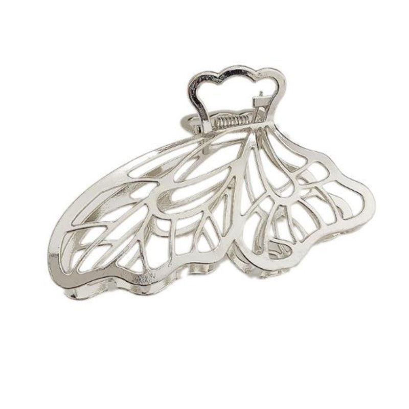 HKM-376787 Dongdaemun Minimalist Metal Clip Hair Claw - Gold-Plated Duck Clip with Flower and Shell Design