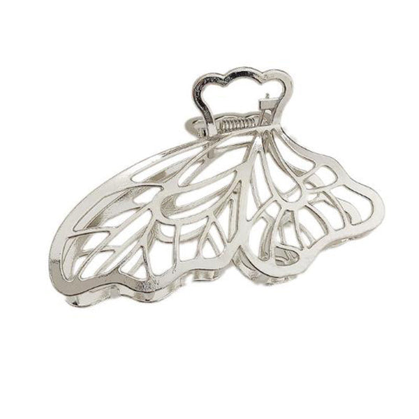 HKM-376787 Dongdaemun Minimalist Metal Clip Hair Claw - Gold-Plated Duck Clip with Flower and Shell Design