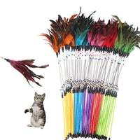 HKM-3768381 Colorful Feather Cat Stick with Spring Design and Beads for Engaging Playtime