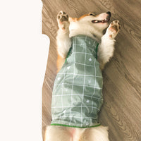 HKM-3769917 Lightweight Waterproof Summer Dog Raincoat with Cool Belly Protector in Green and Brown