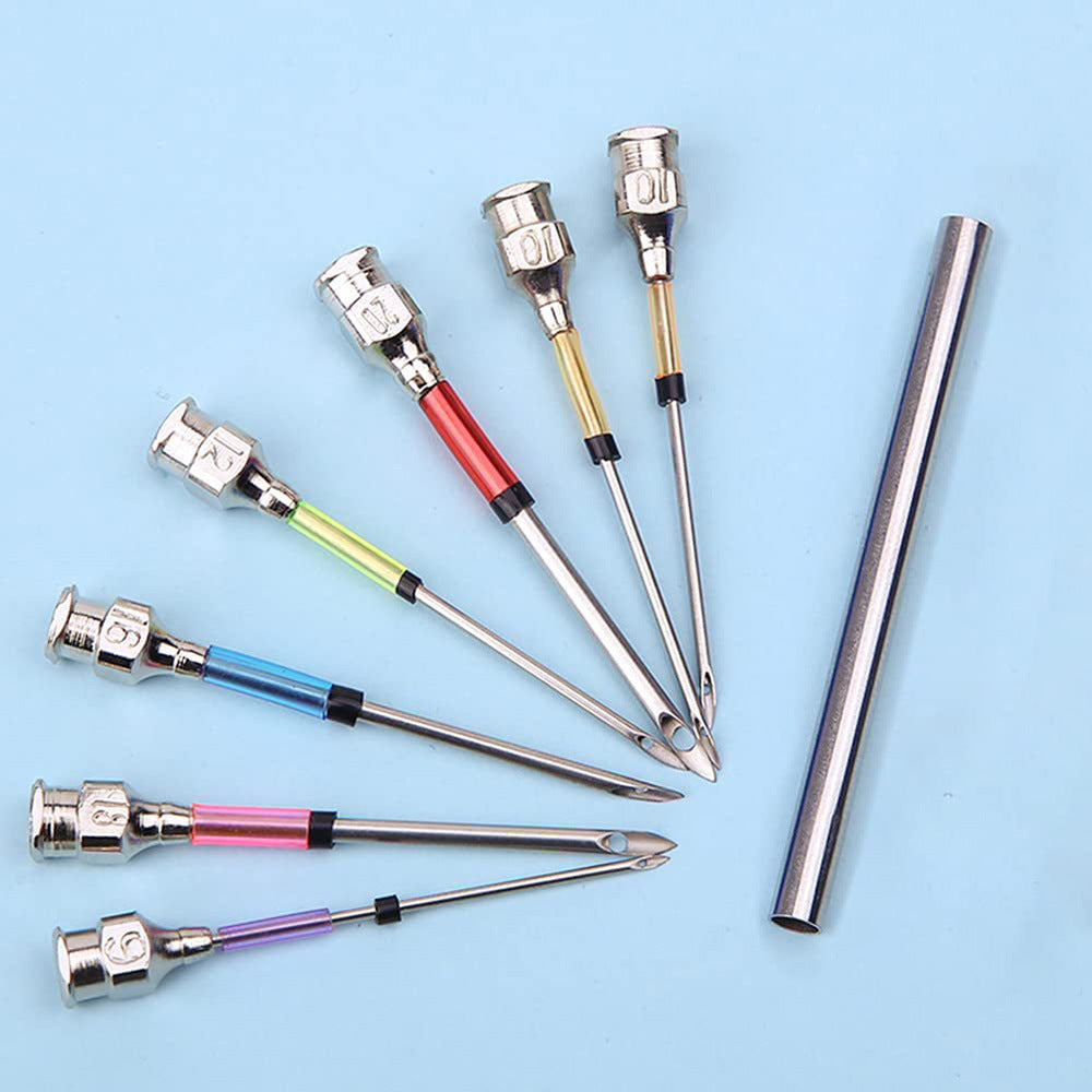 HKM-377043 DIY Embroidery Needle Set with Wooden Handle and Threaders - Includes 6 Poke Needles