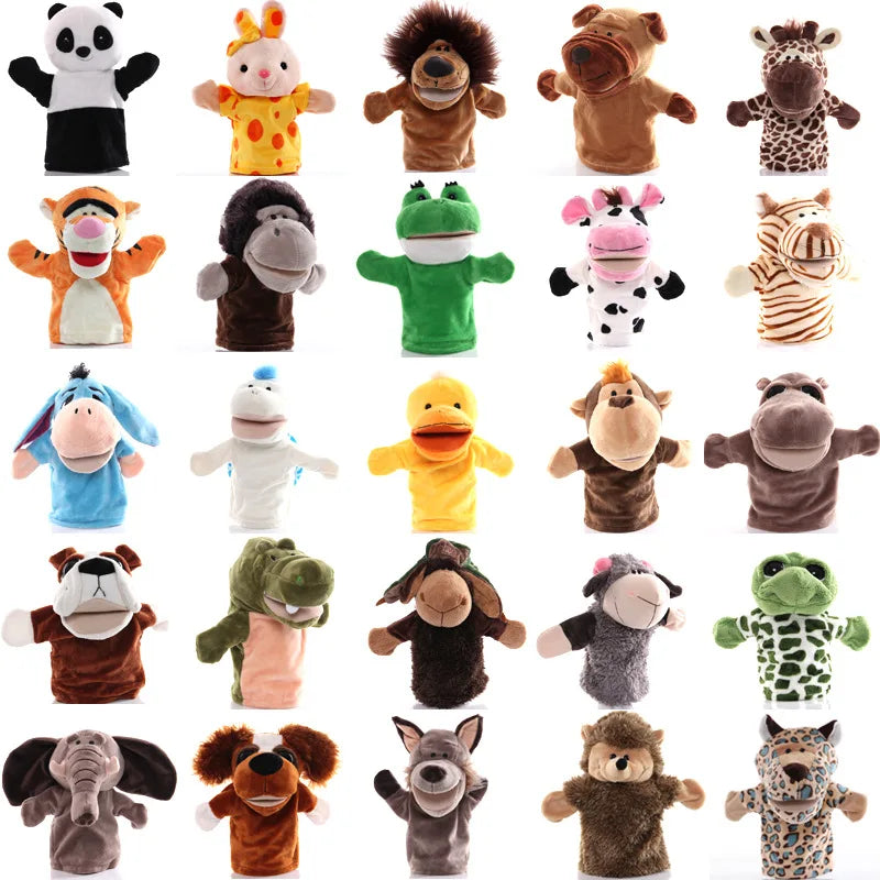 HKM-377043 Kawaii Soft Plush Animal Finger Puppets for Kids - Lion, Elephant, Monkey, Giraffe, Tiger, Bunny, 25-120cm