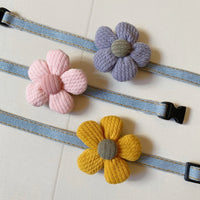 HKM-3771325 Floral Bow Tie Collar for Kittens - Ginger Yellow, Lotus, and Blue Flower Designs, Adjustable Sizes Available