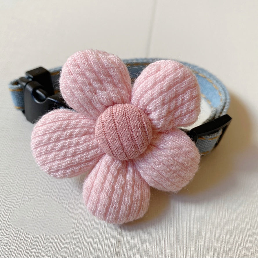 HKM-3771325 Floral Bow Tie Collar for Kittens - Ginger Yellow, Lotus, and Blue Flower Designs, Adjustable Sizes Available