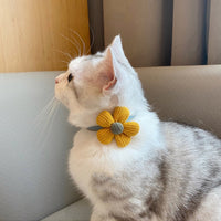HKM-3771325 Floral Bow Tie Collar for Kittens - Ginger Yellow, Lotus, and Blue Flower Designs, Adjustable Sizes Available