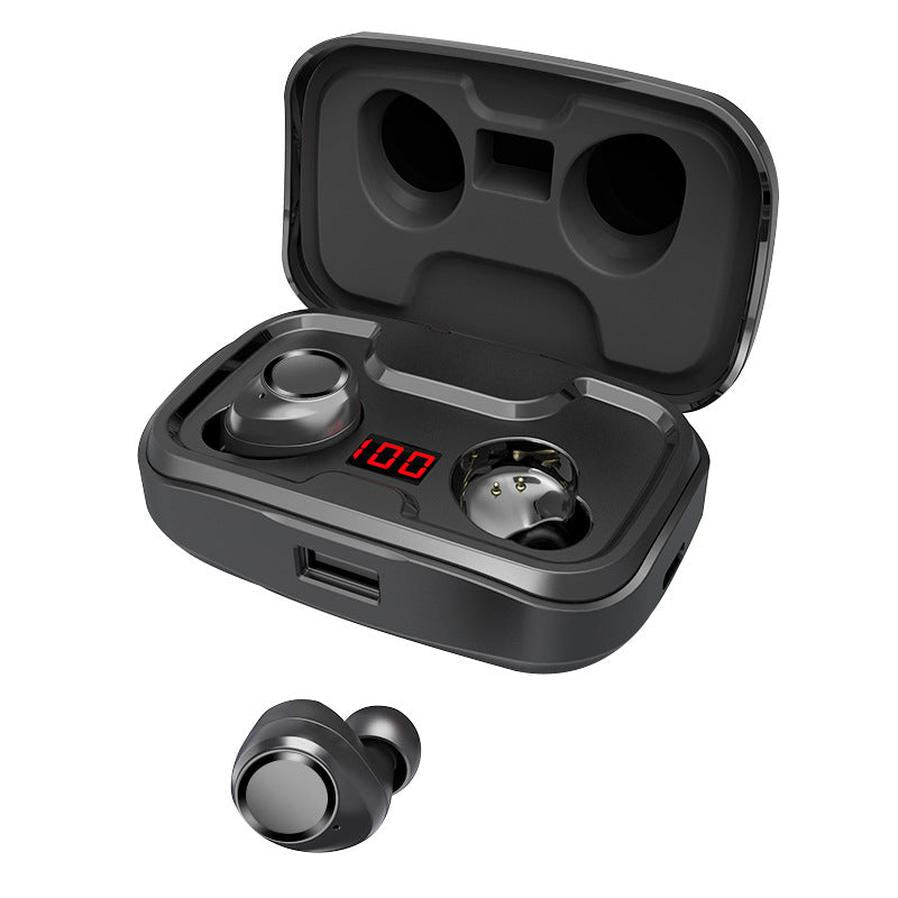 HKM-377235 Wireless Bluetooth 5.0 Headset with Charging Case and Noise Cancellation