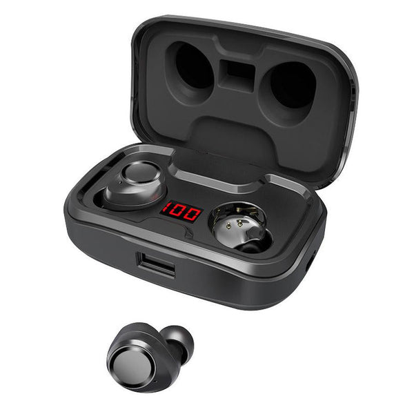 HKM-377235 Wireless Bluetooth 5.0 Headset with Charging Case and Noise Cancellation