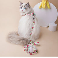 HKM-3773117 Adjustable Dog Collar and Leash Set - Fruit Print Design for Small to Medium Dogs