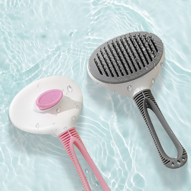 HKM-3774909 Pet Hair Removal Comb in Blue, Pink, and Gray - ABS and TPR Steel Needle Design, 10x3x19cm