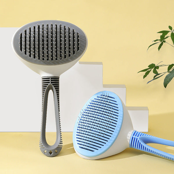 HKM-3774909 Pet Hair Removal Comb in Blue, Pink, and Gray - ABS and TPR Steel Needle Design, 10x3x19cm