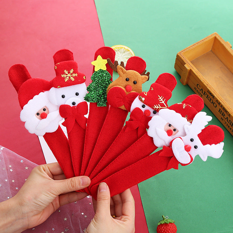 HKM-377491 Luminous Plush Christmas Slap Bracelet in Flannel for Festive Fun