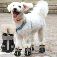 HKM-3775933 Waterproof Warm Velvet Dog Winter Snow Boots - Non-Slip & Wear-Resistant, Set of 4