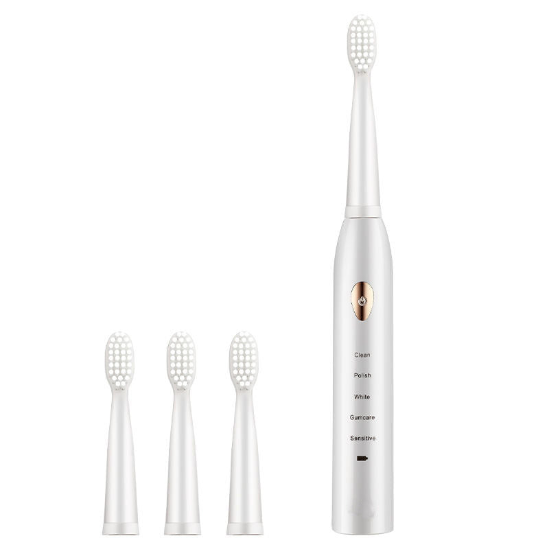 HKM-377619 Sonic Electric Toothbrush with 4 Brush Heads and USB Charging - Waterproof Design, Available in Multiple Colors
