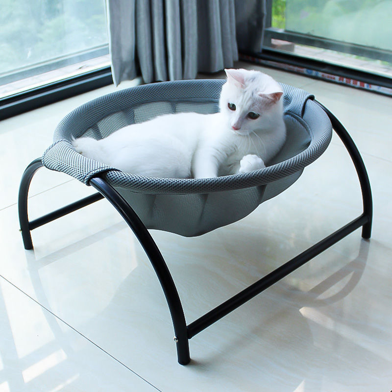 HKM-3776573 Free-Standing Cat Hammock Bed with Detachable Design, Excellent Breathability, Easy Assembly, Machine Washable