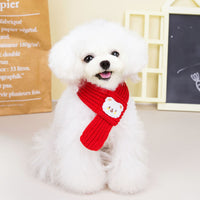 HKM-3776701 Fashionable Monochrome Dog Scarf in Ivory White and Red, Available in Small and Large Sizes