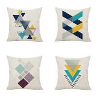 HKM-377747 Geometric Abstract Lattice 3D Digital Printed Hemp Linen Pillow Set - 45x45CM