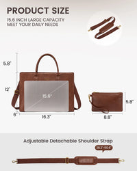 HKM-377747 Vintage Leather Laptop Tote Bag for 15.6-inch Laptops - Waterproof Business Briefcase for Women