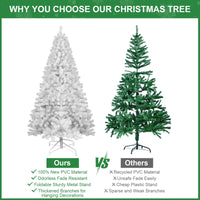 HKM-377811 Hinged 7.5ft White PVC Christmas Tree with 48-inch Diameter for Indoor Decor
