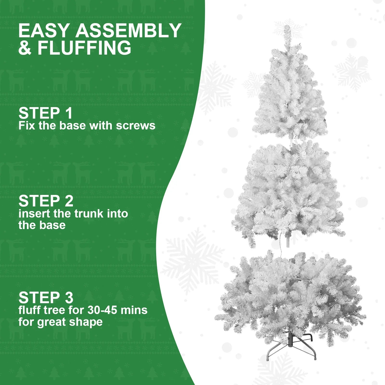 HKM-377811 Hinged 7.5ft White PVC Christmas Tree with 48-inch Diameter for Indoor Decor