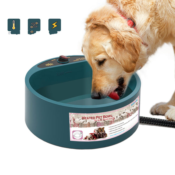 HKM-3779261 Automatic Smart Heating Bowl for Pets - Insulated Design, Available in Army Green, White, and Blue