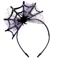 HKM-377939 Lace Spider Web Headband with Pumpkin and Skull Design for Halloween Festivities