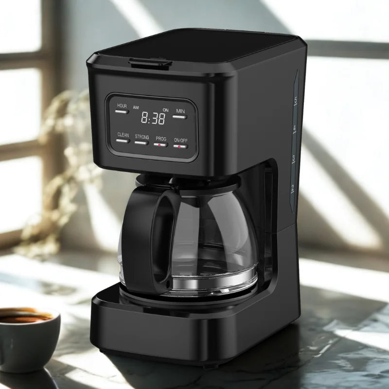 HKM-377939 Programmable 5-Cup Coffee Machine with Ground Coffee and Clear Water Level Indicator