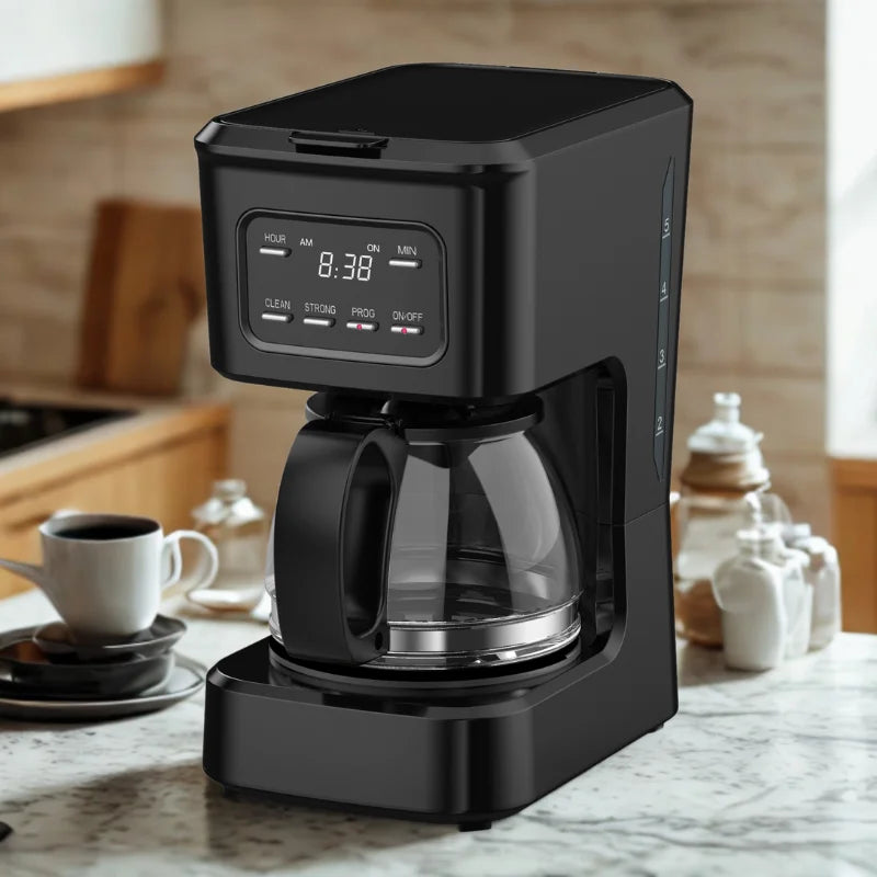 HKM-377939 Programmable 5-Cup Coffee Machine with Ground Coffee and Clear Water Level Indicator